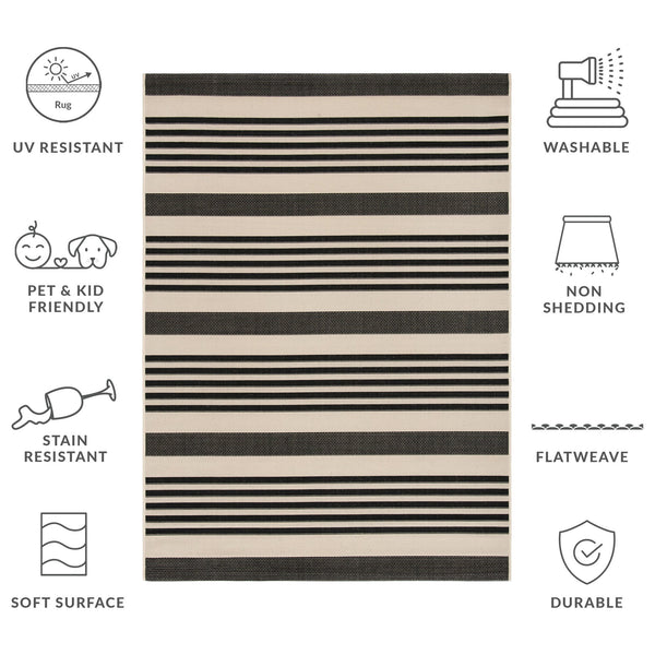 Safavieh Courtyard Stylish Black And Bone Rug - Durable, Versatile Design For Indoor And Outdoor Spaces Navy ,Beige 88% Polypropylene,12% Polyester Cy6062-268-68