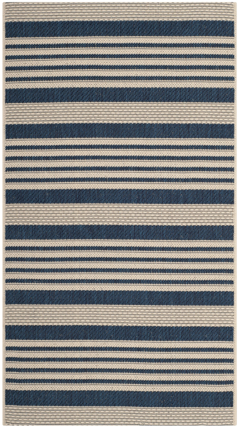 Safavieh Courtyard Oversized 11X15 Navy Beige Striped Area Rug – Power‑Loomed Turkey, Low‑Pile Durable Polypropylene Blend CY6062-268-1115