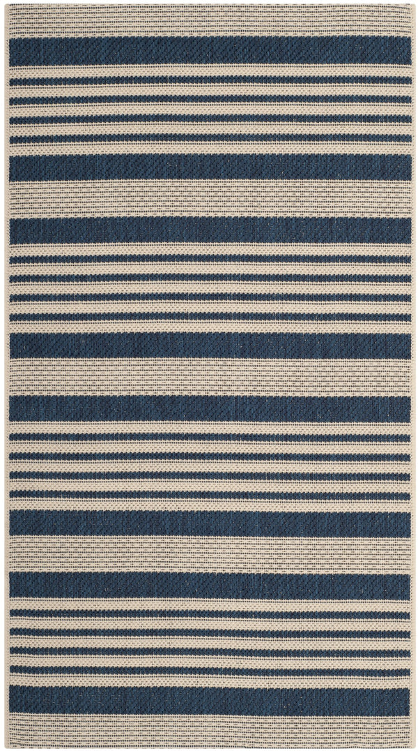 Safavieh Courtyard Oversized 11X15 Navy Beige Striped Area Rug – Power‑Loomed Turkey, Low‑Pile Durable Polypropylene Blend CY6062-268-1115