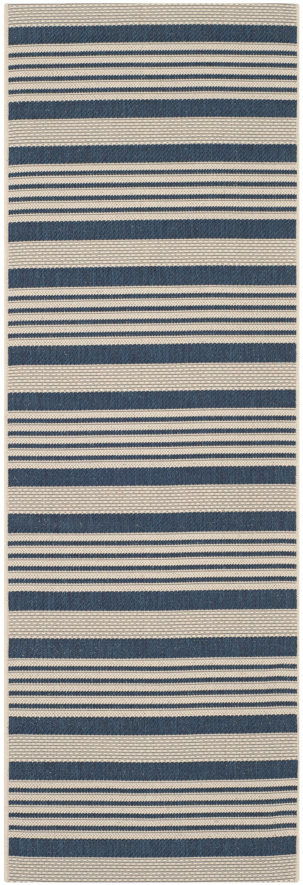 Safavieh Courtyard Oversized 11X15 Navy Beige Striped Area Rug – Power‑Loomed Turkey, Low‑Pile Durable Polypropylene Blend CY6062-268-1115