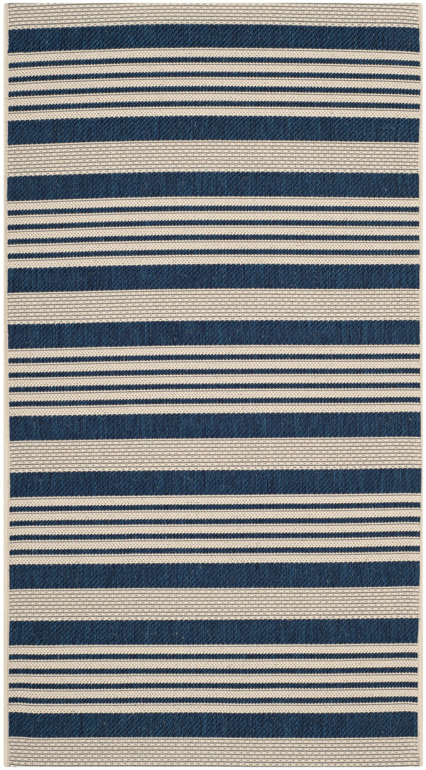 Safavieh Courtyard Oversized 11X15 Navy Beige Striped Area Rug – Power‑Loomed Turkey, Low‑Pile Durable Polypropylene Blend CY6062-268-1115
