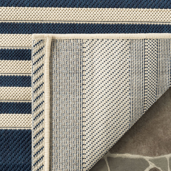 Safavieh Courtyard Oversized 11X15 Navy Beige Striped Area Rug – Power‑Loomed Turkey, Low‑Pile Durable Polypropylene Blend CY6062-268-1115