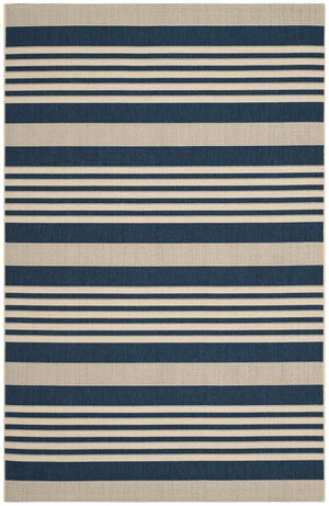 Safavieh Courtyard Oversized 11X15 Navy Beige Striped Area Rug – Power‑Loomed Turkey, Low‑Pile Durable Polypropylene Blend CY6062-268-1115