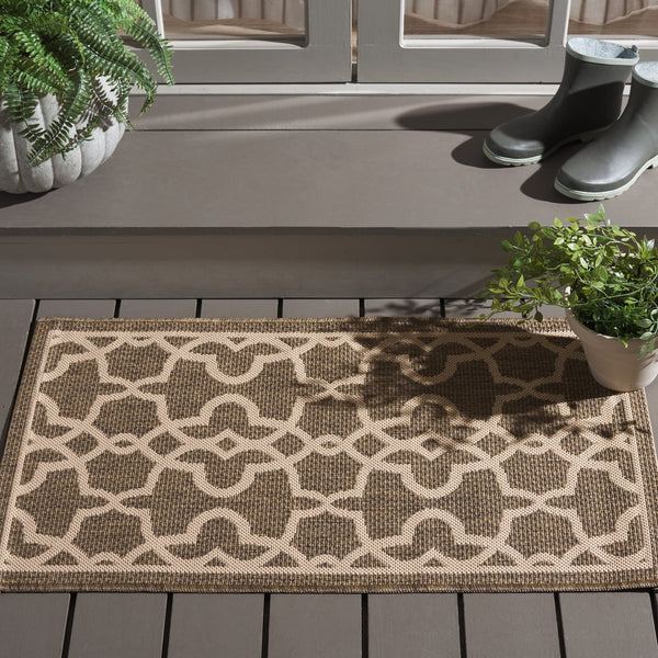 Safavieh Courtyard Elegant Grey/Beige Area Rug - Premium Indoor/Outdoor Design, Durable & Eco-friendly Craftsmanship Black ,Beige 88% Polypropylene,12% Polyester Cy6071-266-4