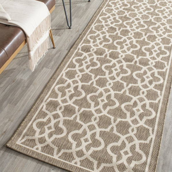 Safavieh Courtyard Elegant Grey/Beige Area Rug - Premium Indoor/Outdoor Design, Durable & Eco-friendly Craftsmanship Black ,Beige 88% Polypropylene,12% Polyester Cy6071-266-4