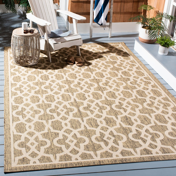 Safavieh Courtyard Elegant Grey/Beige Area Rug - Premium Indoor/Outdoor Design, Durable & Eco-friendly Craftsmanship Black ,Beige 88% Polypropylene,12% Polyester Cy6071-266-4