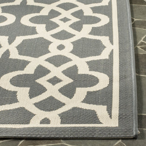 Safavieh Courtyard Elegant Grey/Beige Area Rug - Premium Indoor/Outdoor Design, Durable & Eco-friendly Craftsmanship Black ,Beige 88% Polypropylene,12% Polyester Cy6071-266-4