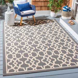 Safavieh Courtyard Elegant Grey/Beige Area Rug - Premium Indoor/Outdoor Design, Durable & Eco-friendly Craftsmanship Black ,Beige 88% Polypropylene,12% Polyester Cy6071-266-4