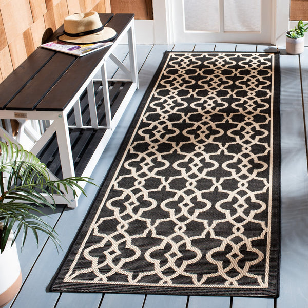 Safavieh Courtyard Elegant Grey/Beige Area Rug - Premium Indoor/Outdoor Design, Durable & Eco-friendly Craftsmanship Black ,Beige 88% Polypropylene,12% Polyester Cy6071-266-4