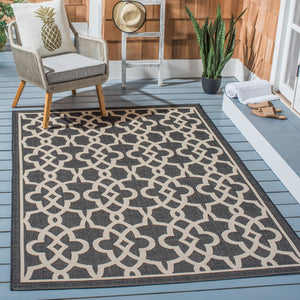Safavieh Courtyard Elegant Grey/Beige Area Rug - Premium Indoor/Outdoor Design, Durable & Eco-friendly Craftsmanship Black ,Beige 88% Polypropylene,12% Polyester Cy6071-266-4