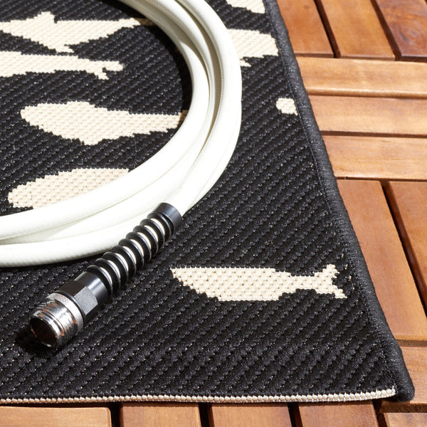 Safavieh Courtyard Bold Black And Beige Area Rug - Durable, Modern Design For Indoor And Outdoor Spaces Black ,Beige 88% Polypropylene,12% Polyester Cy6077-25621-6