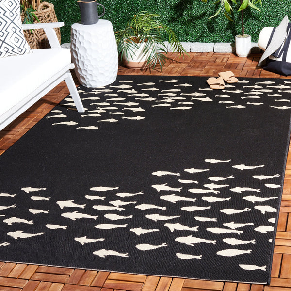 Safavieh Courtyard Bold Black And Beige Area Rug - Durable, Modern Design For Indoor And Outdoor Spaces Black ,Beige 88% Polypropylene,12% Polyester Cy6077-25621-6