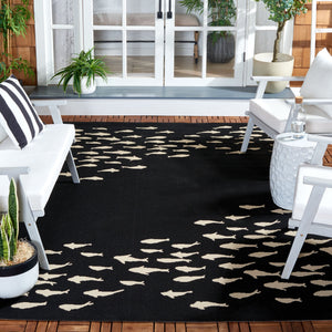 Safavieh Courtyard Bold Black And Beige Area Rug - Durable, Modern Design For Indoor And Outdoor Spaces Black ,Beige 88% Polypropylene,12% Polyester Cy6077-25621-6