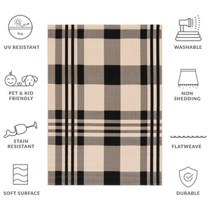 Safavieh Courtyard Contemporary Area Rug - Elegant Indoor/Outdoor Design With Timeless Plaid Pattern, 6x8 Ft Black ,Bone 88% Polypropylene,12% Polyester Cy6201-216-68