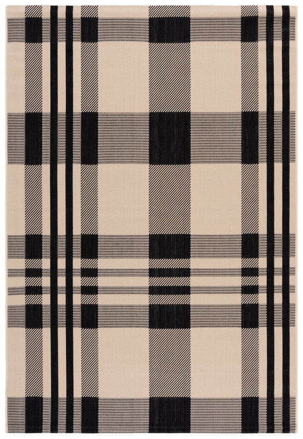 Safavieh Courtyard Contemporary Area Rug - Elegant Indoor/Outdoor Design With Timeless Plaid Pattern, 6x8 Ft Black ,Bone 88% Polypropylene,12% Polyester Cy6201-216-68