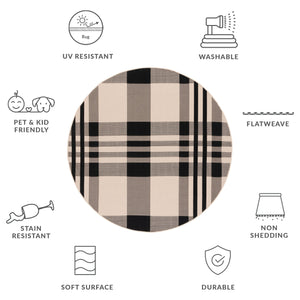 Safavieh Courtyard Contemporary Area Rug - Elegant Indoor/Outdoor Design With Timeless Plaid Pattern, 6x8 Ft Black ,Bone 88% Polypropylene,12% Polyester Cy6201-216-68