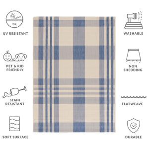 Safavieh Courtyard Contemporary Area Rug - Elegant Indoor/Outdoor Design With Timeless Plaid Pattern, 6x8 Ft Black ,Bone 88% Polypropylene,12% Polyester Cy6201-216-68