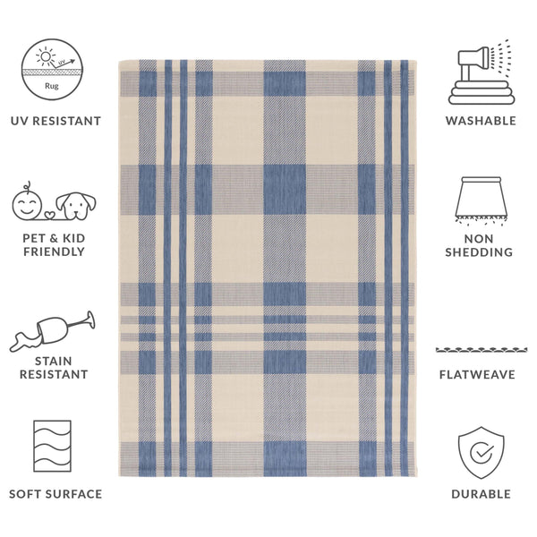 Safavieh Courtyard Contemporary Area Rug - Elegant Indoor/Outdoor Design With Timeless Plaid Pattern, 6x8 Ft Black ,Bone 88% Polypropylene,12% Polyester Cy6201-216-68