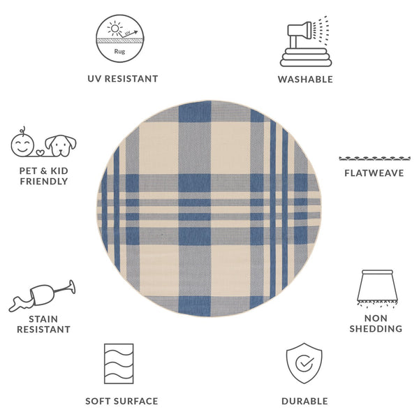 Safavieh Courtyard Contemporary Area Rug - Elegant Indoor/Outdoor Design With Timeless Plaid Pattern, 6x8 Ft Black ,Bone 88% Polypropylene,12% Polyester Cy6201-216-68