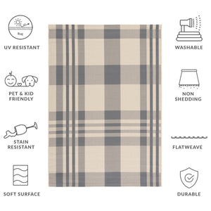 Safavieh Courtyard Contemporary Area Rug - Elegant Indoor/Outdoor Design With Timeless Plaid Pattern, 6x8 Ft Black ,Bone 88% Polypropylene,12% Polyester Cy6201-216-68