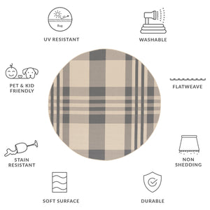 Safavieh Courtyard Contemporary Area Rug - Elegant Indoor/Outdoor Design With Timeless Plaid Pattern, 6x8 Ft Black ,Bone 88% Polypropylene,12% Polyester Cy6201-216-68