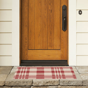 Safavieh Courtyard Contemporary Red & Bone Square Accent Rug 2'7" X 2'7" Low-Profile, Durable, Stain-Resistant CY6201-238-3SQ