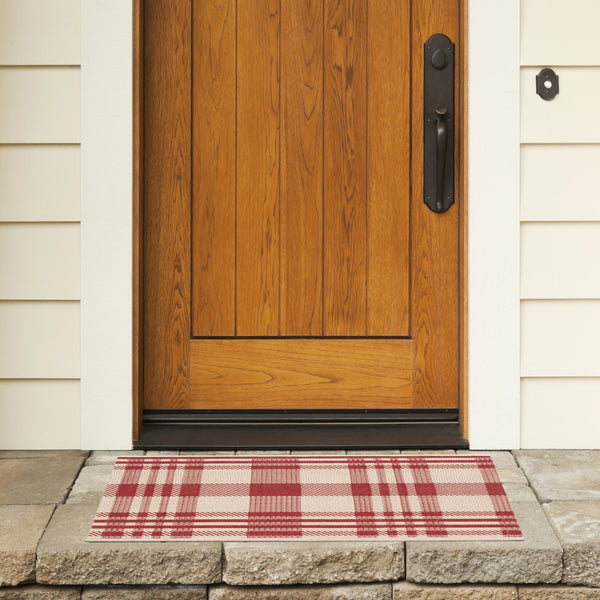 Safavieh Courtyard Contemporary Red & Bone Square Accent Rug 2'7" X 2'7" Low-Profile, Durable, Stain-Resistant CY6201-238-3SQ