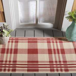 Safavieh Courtyard Contemporary Red & Bone Square Accent Rug 2'7" X 2'7" Low-Profile, Durable, Stain-Resistant CY6201-238-3SQ
