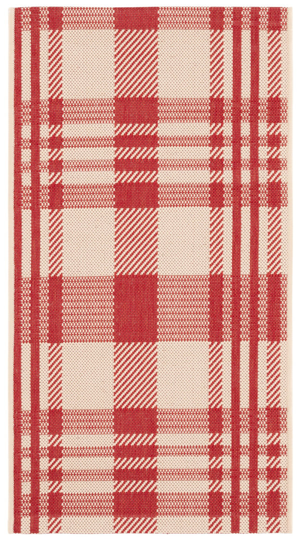 Safavieh Courtyard Contemporary Red & Bone Square Accent Rug 2'7" X 2'7" Low-Profile, Durable, Stain-Resistant CY6201-238-3SQ