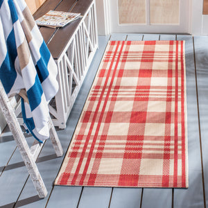 Safavieh Courtyard Contemporary Red & Bone Square Accent Rug 2'7" X 2'7" Low-Profile, Durable, Stain-Resistant CY6201-238-3SQ