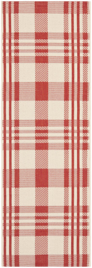 Safavieh Courtyard Contemporary Red & Bone Square Accent Rug 2'7" X 2'7" Low-Profile, Durable, Stain-Resistant CY6201-238-3SQ
