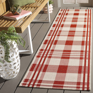 Safavieh Courtyard Contemporary Red & Bone Square Accent Rug 2'7" X 2'7" Low-Profile, Durable, Stain-Resistant CY6201-238-3SQ