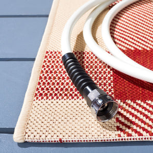 Safavieh Courtyard Elegant Beige And Blue Area Rug - Timeless Design For Indoor And Outdoor Spaces, Oeko Tex Certified Beige ,Blue 88% Polypropylene,12% Polyester Cy6201-233-3sq