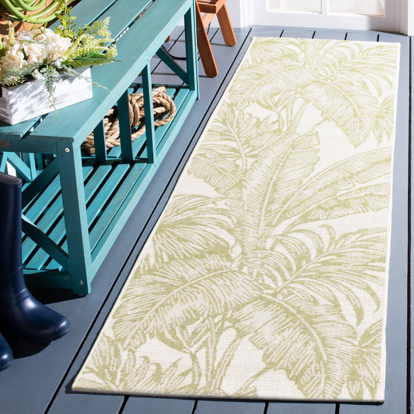 Safavieh Courtyard Exquisite Tropical Palm Area Rug - Soft, Durable, Eco-friendly Design For Indoor & Outdoor Use Ivory ,Green 88% Polypropylene,12% Polyester Cy6373-527-9