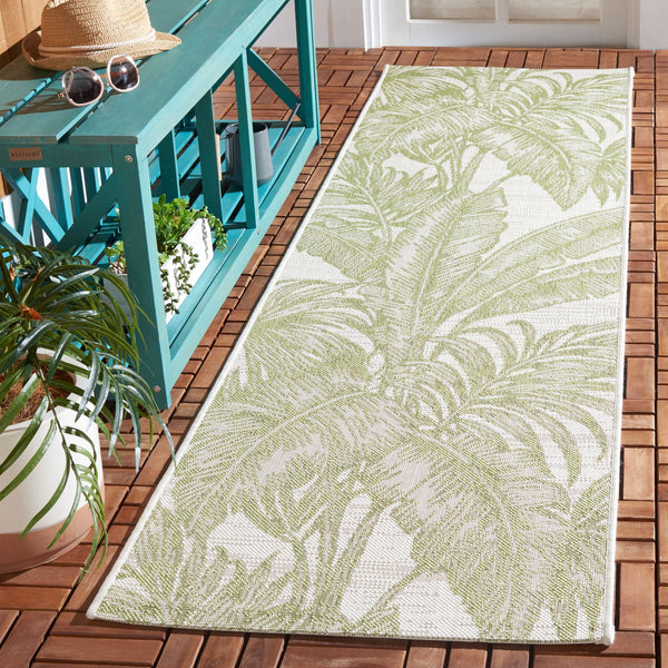 Safavieh Courtyard Exquisite Tropical Palm Area Rug - Soft, Durable, Eco-friendly Design For Indoor & Outdoor Use Ivory ,Green 88% Polypropylene,12% Polyester Cy6373-527-9