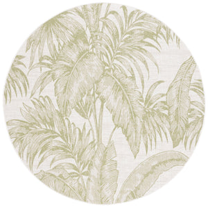 Safavieh Courtyard Exquisite Tropical Palm Area Rug - Soft, Durable, Eco-friendly Design For Indoor & Outdoor Use Ivory ,Green 88% Polypropylene,12% Polyester Cy6373-527-9