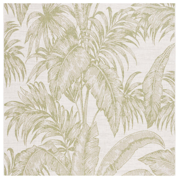 Safavieh Courtyard Exquisite Tropical Palm Area Rug - Soft, Durable, Eco-friendly Design For Indoor & Outdoor Use Ivory ,Green 88% Polypropylene,12% Polyester Cy6373-527-9