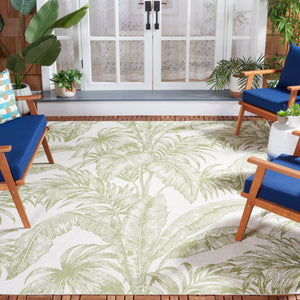 Safavieh Courtyard Exquisite Tropical Palm Area Rug - Soft, Durable, Eco-friendly Design For Indoor & Outdoor Use Ivory ,Green 88% Polypropylene,12% Polyester Cy6373-527-9