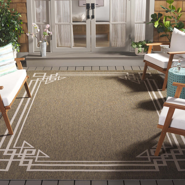 Safavieh Courtyard Elegant Geometric Area Rug In Navy And Beige - Perfect For Sophisticated Living Spaces Navy ,Light Beige 88% Polypropylene,12% Polyester Cy6406-258-6