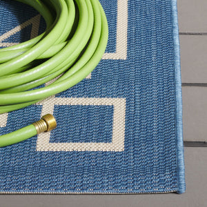 Safavieh Courtyard Elegant Geometric Area Rug In Navy And Beige - Perfect For Sophisticated Living Spaces Navy ,Light Beige 88% Polypropylene,12% Polyester Cy6406-258-6