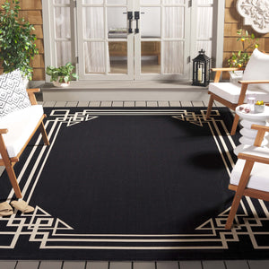 Safavieh Courtyard Elegant Geometric Area Rug In Navy And Beige - Perfect For Sophisticated Living Spaces Navy ,Light Beige 88% Polypropylene,12% Polyester Cy6406-258-6