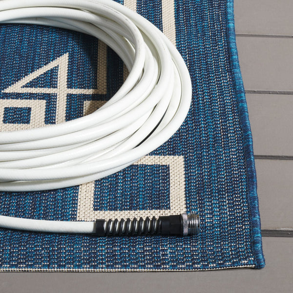 Safavieh Courtyard Elegant Geometric Area Rug In Navy And Beige - Perfect For Sophisticated Living Spaces Navy ,Light Beige 88% Polypropylene,12% Polyester Cy6406-258-6