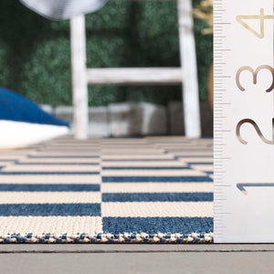 Safavieh Courtyard Chic Power Loomed Area Rug For Indoor And Outdoor Spaces, Durable Design In Red And Beige Navy ,Beige 88% Polypropylene,12% Polyester Cy6442-25821-2