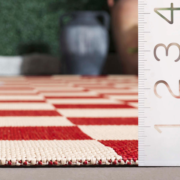 Safavieh Courtyard Chic Power Loomed Area Rug For Indoor And Outdoor Spaces, Durable Design In Red And Beige Navy ,Beige 88% Polypropylene,12% Polyester Cy6442-25821-2