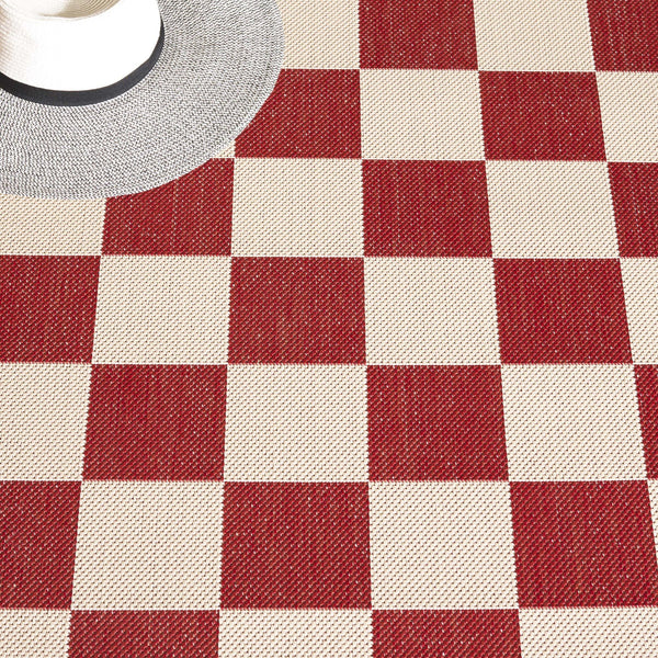 Safavieh Courtyard Chic Power Loomed Area Rug For Indoor And Outdoor Spaces, Durable Design In Red And Beige Navy ,Beige 88% Polypropylene,12% Polyester Cy6442-25821-2