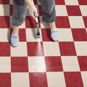 Safavieh Courtyard Chic Power Loomed Area Rug For Indoor And Outdoor Spaces, Durable Design In Red And Beige Navy ,Beige 88% Polypropylene,12% Polyester Cy6442-25821-2