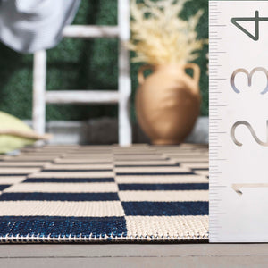 Safavieh Courtyard Chic Power Loomed Area Rug For Indoor And Outdoor Spaces, Durable Design In Red And Beige Navy ,Beige 88% Polypropylene,12% Polyester Cy6442-25821-2