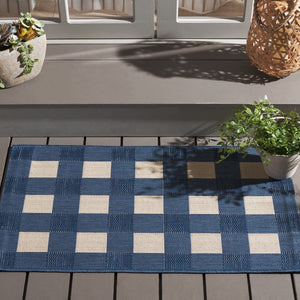 Safavieh Courtyard Checkered Area Rug - Elegant Indoor/Outdoor Accent For Home Décor And Comfort Blue ,Beige 88% Polypropylene,12% Polyester Cy6443-23321-2