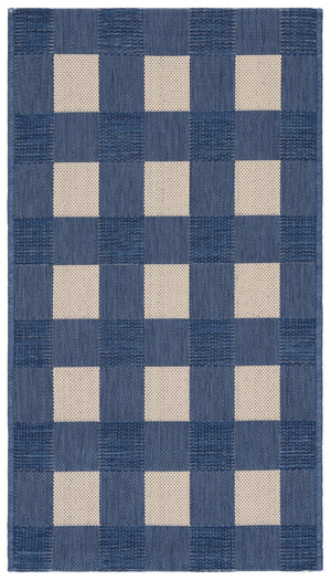 Safavieh Courtyard Checkered Area Rug - Elegant Indoor/Outdoor Accent For Home Décor And Comfort Blue ,Beige 88% Polypropylene,12% Polyester Cy6443-23321-2
