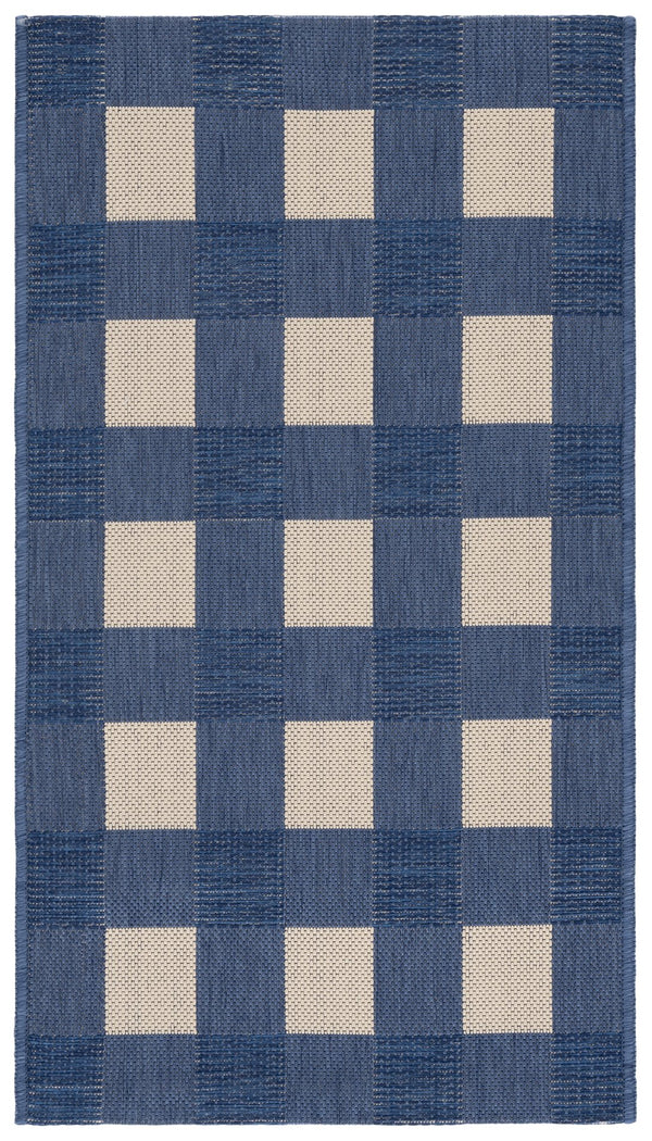 Safavieh Courtyard Checkered Area Rug - Elegant Indoor/Outdoor Accent For Home Décor And Comfort Blue ,Beige 88% Polypropylene,12% Polyester Cy6443-23321-2